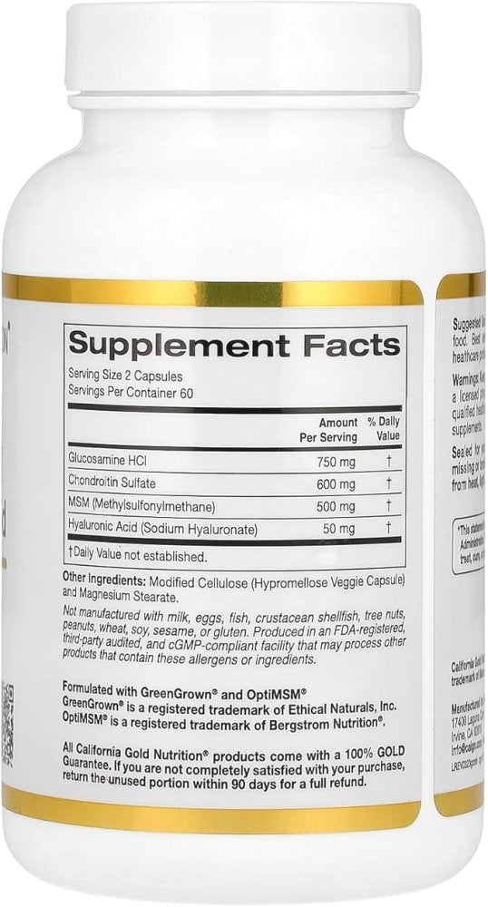 California Gold Nutrition Glucosamine+ Chondroitin +MSM plus Hyaluronic Acid Supplement - My Daraz Store