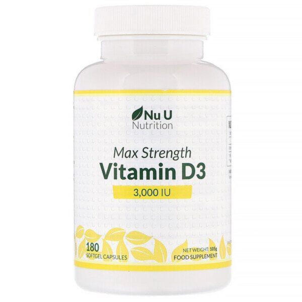 Nu U Nutrition Vitamin D3 3,000 IU Capsules