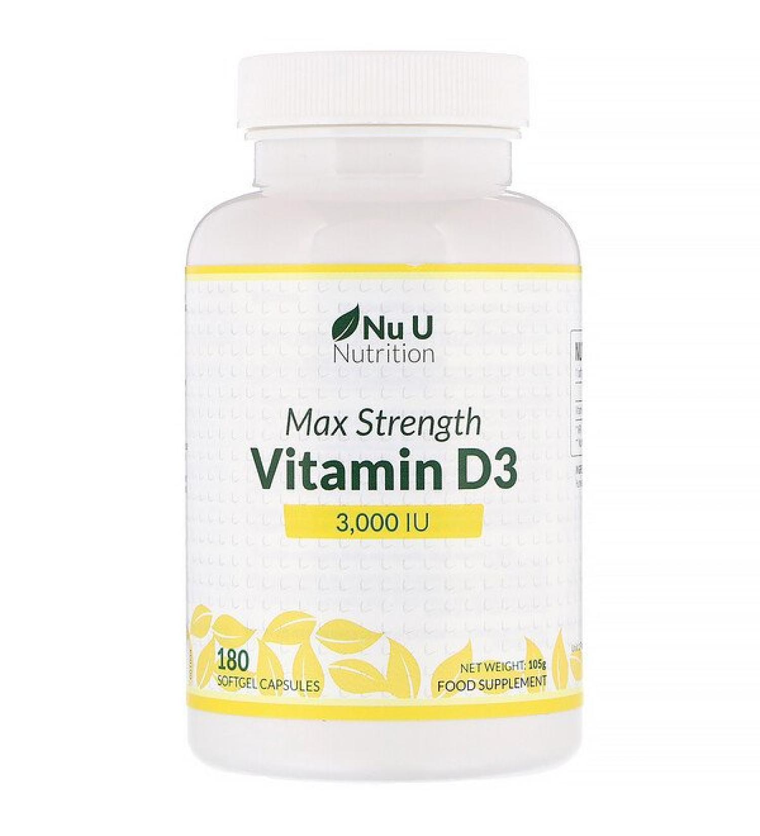 Nu U Nutrition Vitamin D3 3,000 IU Capsules