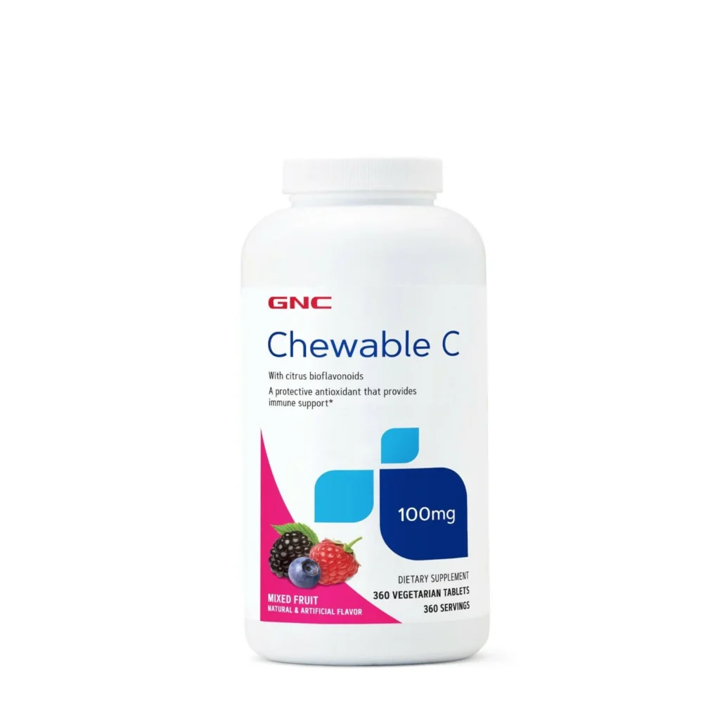 GNC Chewable Vitamin C 100 mg – Mixed Fruit – 360 Vegetarian Tablets
