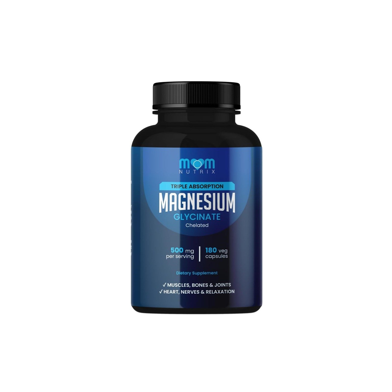 MOM NUTRIX Magnesium Glycinate – 500mg | 180 Veg Capsules