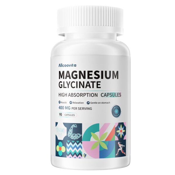 Leozmr Magnesium Glycinate 400mg – Muscle Relaxation (180 Vegetarian Capsules)