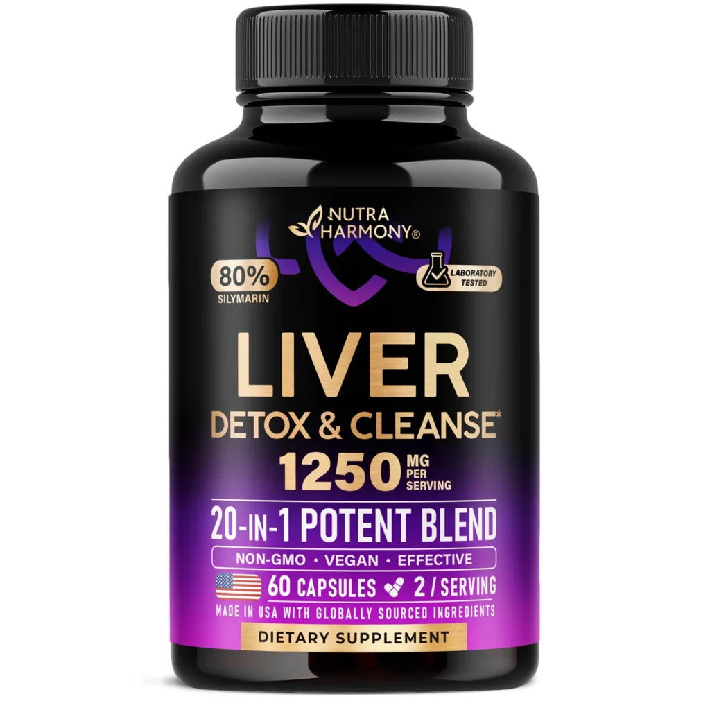 Nutra Harmony 80% Silymarin Liver Detox & Cleanse 1250 Mg Capsules