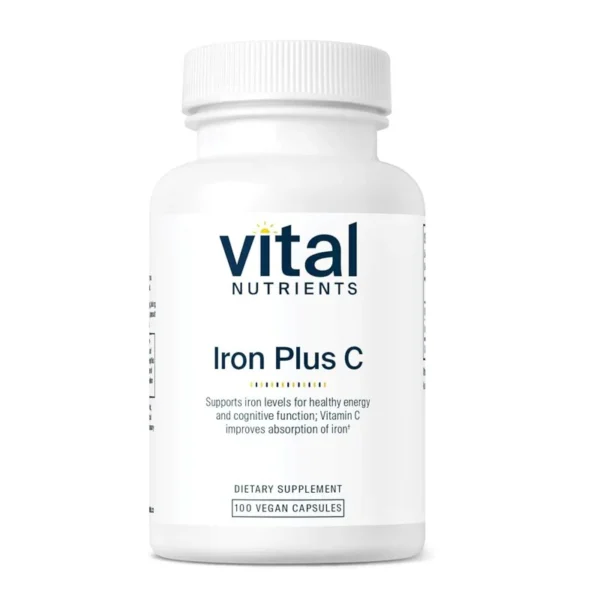 Vital Nutrients Iron Plus C – 100 Vegan Capsules