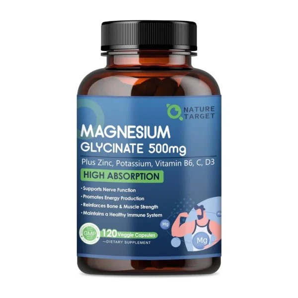 Magnesium Glycinate + Zinc with Vitamin D3 & B6 –( 60 Capsules)