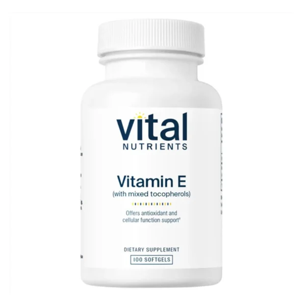 Vital Nutrients Vitamin E (with Mixed Tocopherols) – 100 Softgels