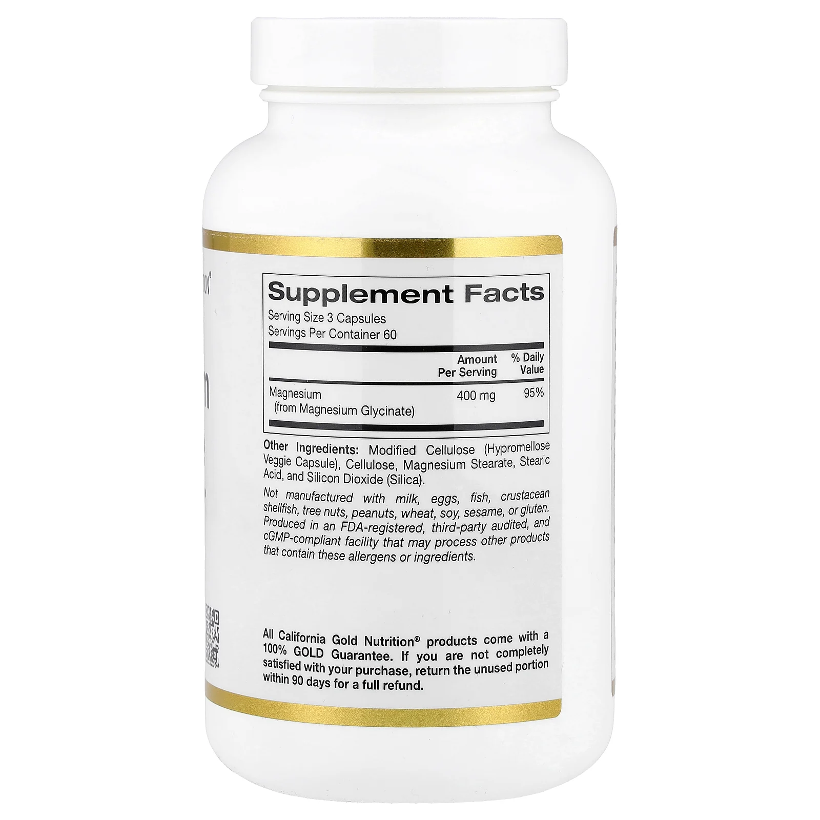 California Gold Nutrition, Magnesium Glycinate, 180 Veggie Capsules (133 mg per Capsule)