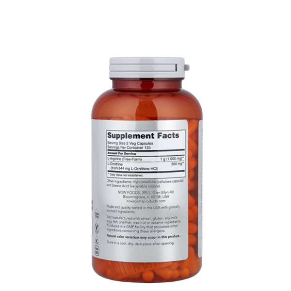 NOW Foods, Sports, Arginine & Ornithine, 250 Veg Capsules